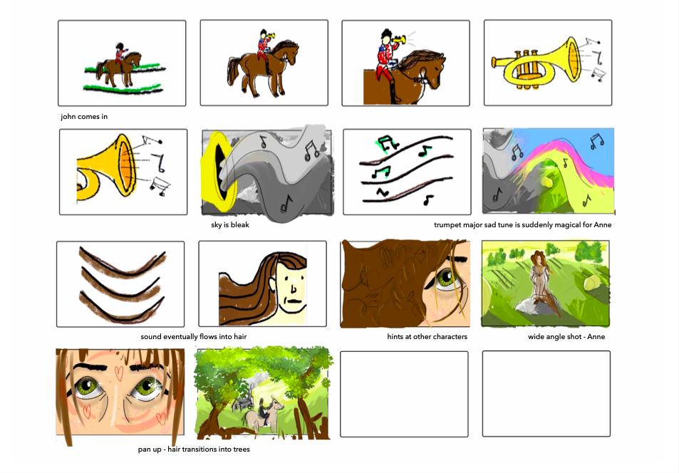 digital drawings in a storyboard