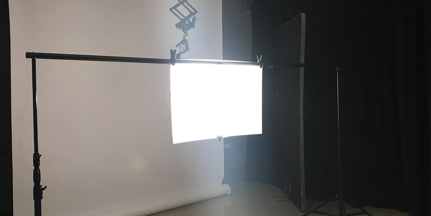 photo of a photography studio, tracing paper on a set